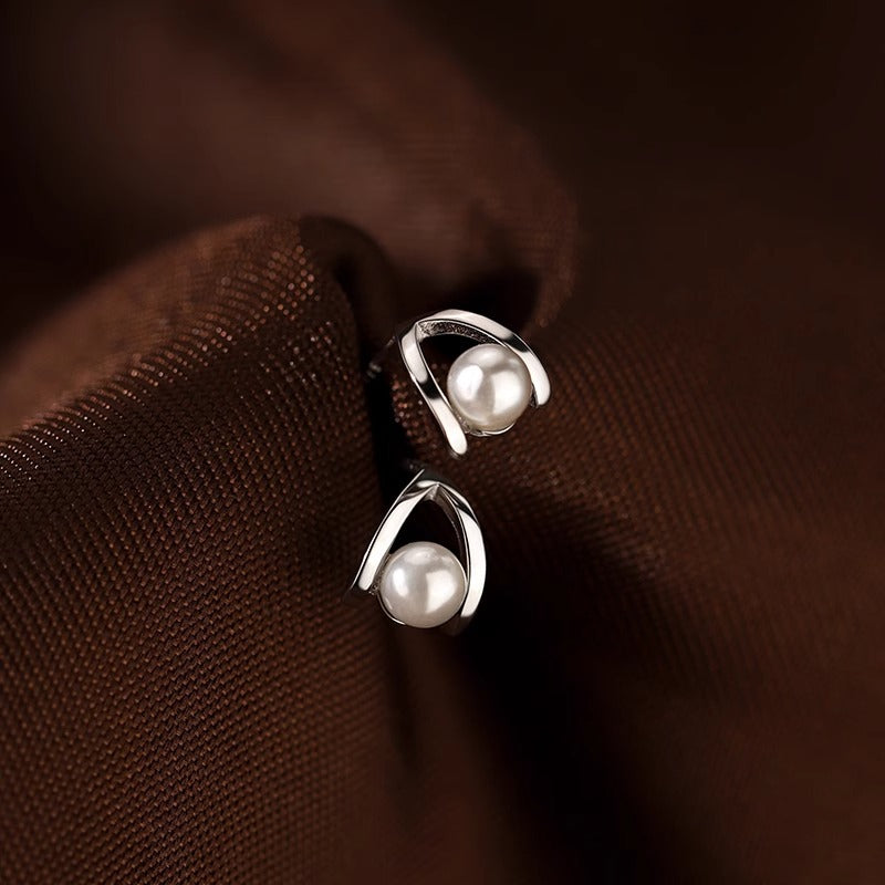 S925 pure silver imitation pearl earrings