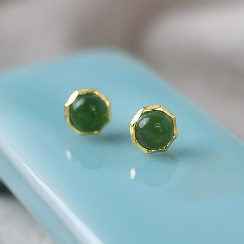 S925 pure silver jade earrings