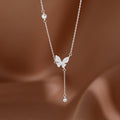  925 sterling silver butterfly tassel pendant necklace