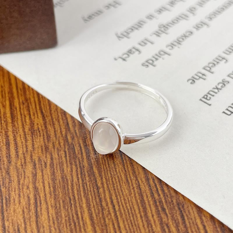 925 sterling silver oval chalcedony open ring