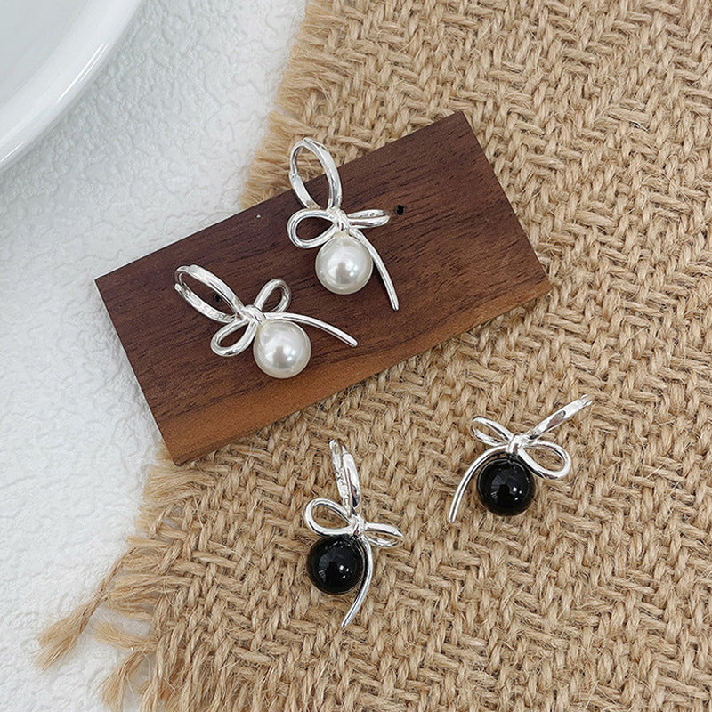 925 sterling silver pearl ear buckle - silvery