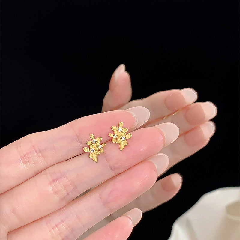 S925 sterling silver flower earrings