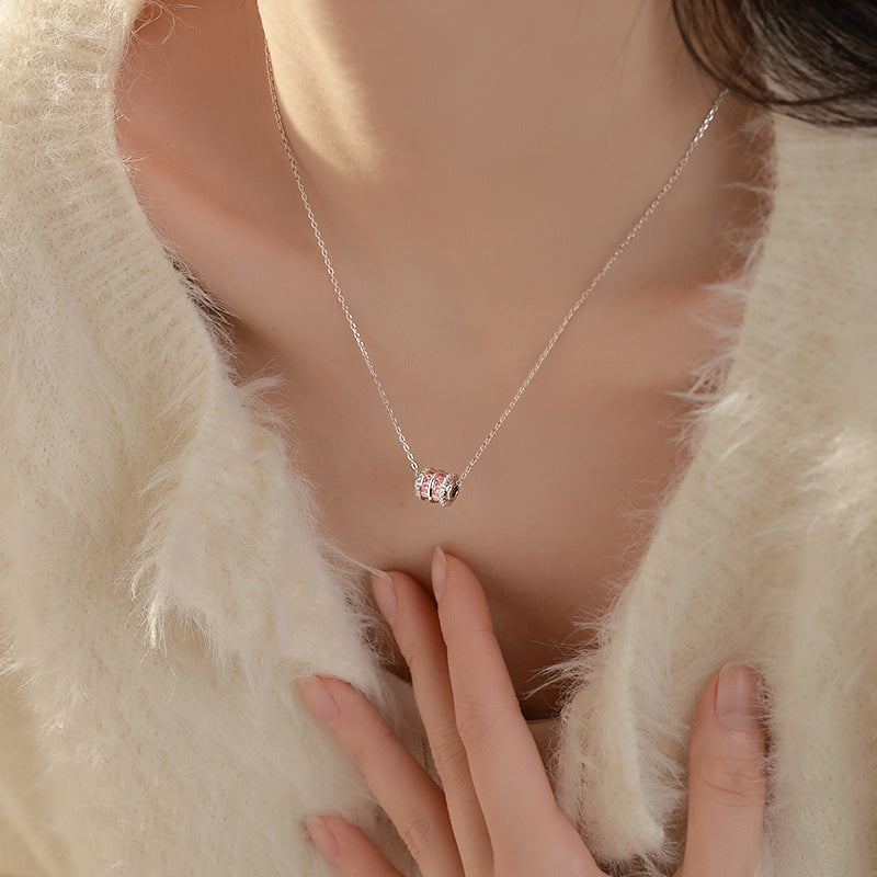 925 sterling silver zirconium pendant necklace - silvery
