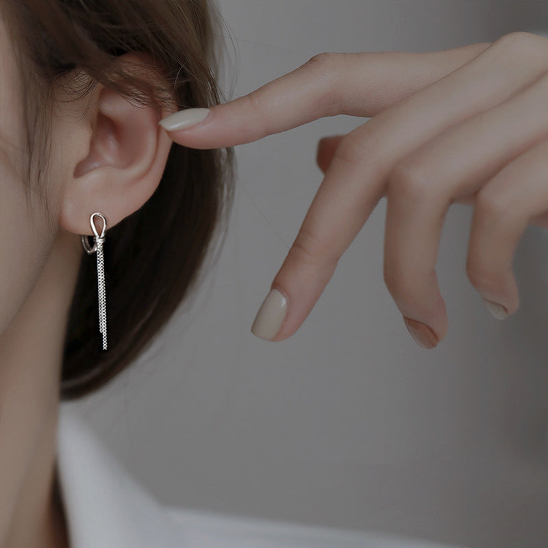 925 sterling silver long tassel pendant earrings