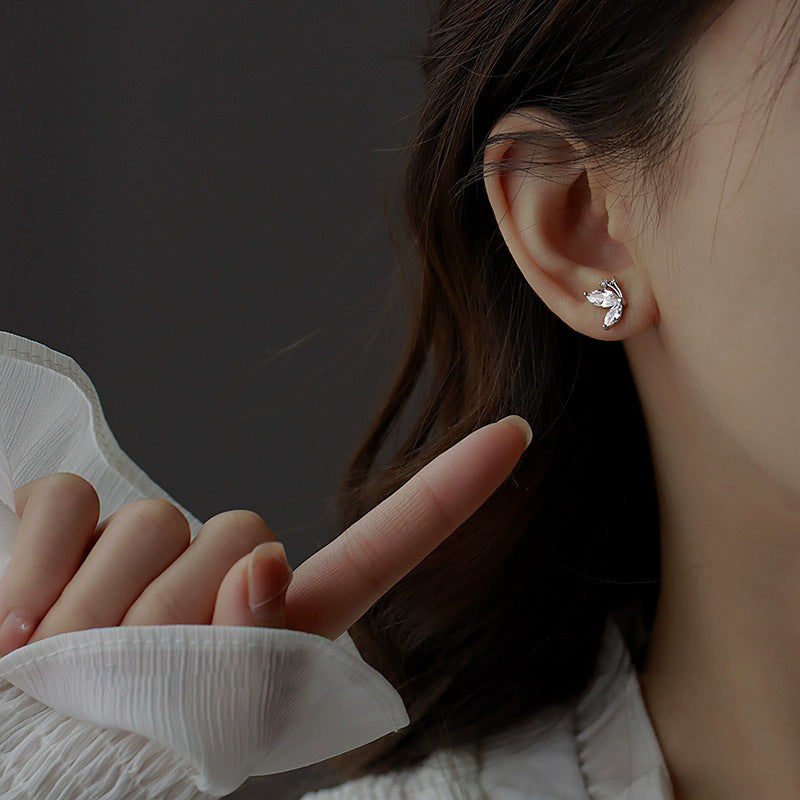 925 sterling silver butterfly earrings - silvery