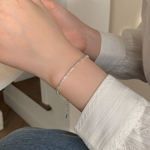 925 sterling silver broken silver bracelet - silvery