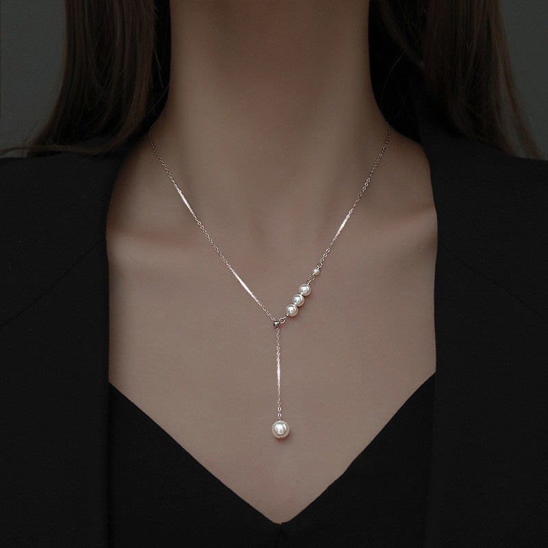 S925 pure silver pearl necklace