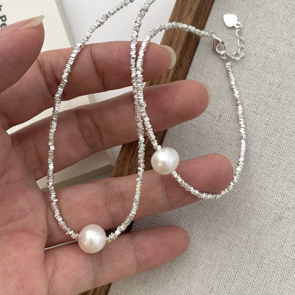 S925 Pure Silver Crushed Silver Necklace - Silvery