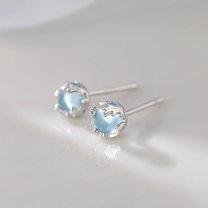 S925 sterling silver moonstone earrings - silvery