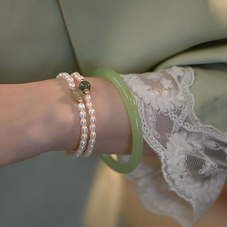 Freshwater Pearl Hotan Jade Bracelet
