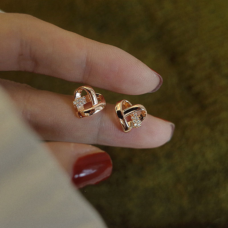 S925 sterling silver heart earrings