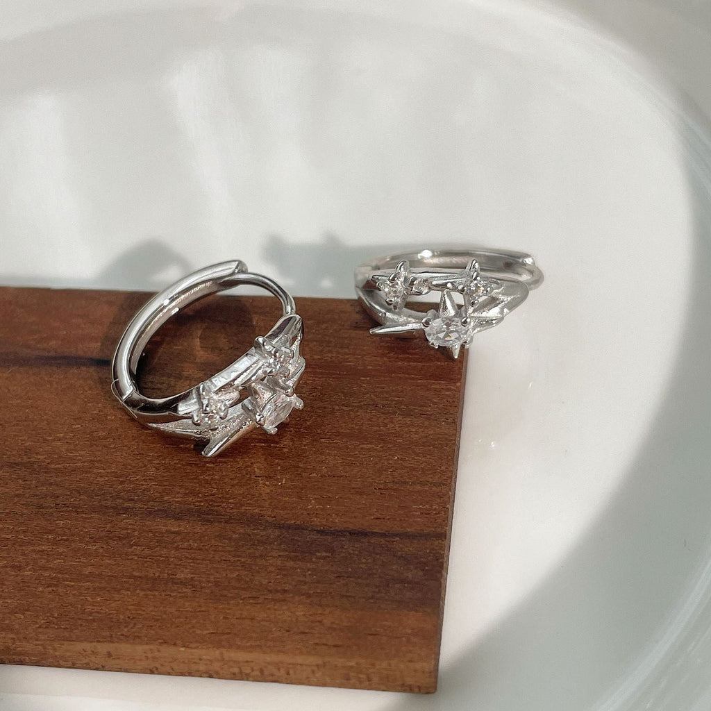 925 sterling silver zircon ear buckle - silvery