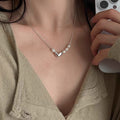 S925 Pure Silver Freshwater Pearl Love Pendant Necklace