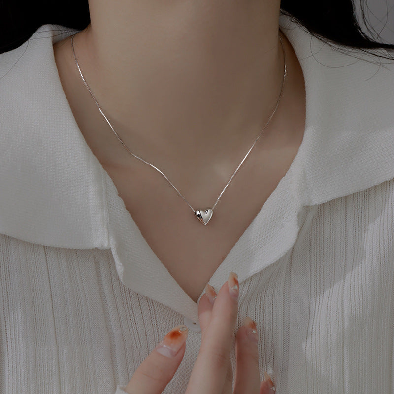 S925 pure silver heart pendant necklace