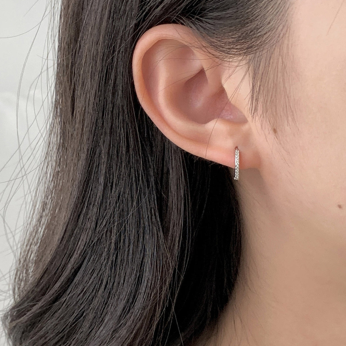 925 sterling silver square ear buckle - silvery