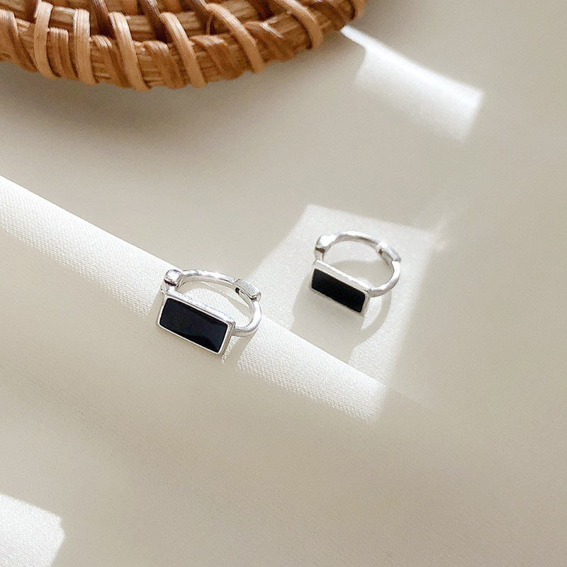 S925 sterling silver black cool earrings