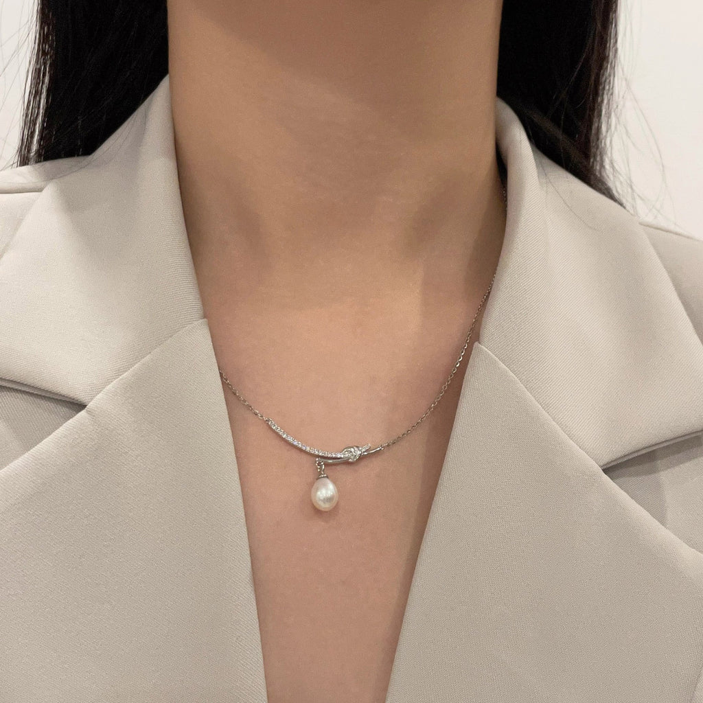 S925 pure silver freshwater pearl pendant necklace