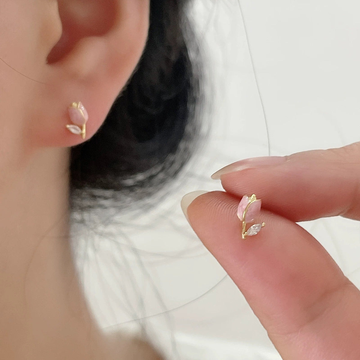 S925 pure silver tulip earrings