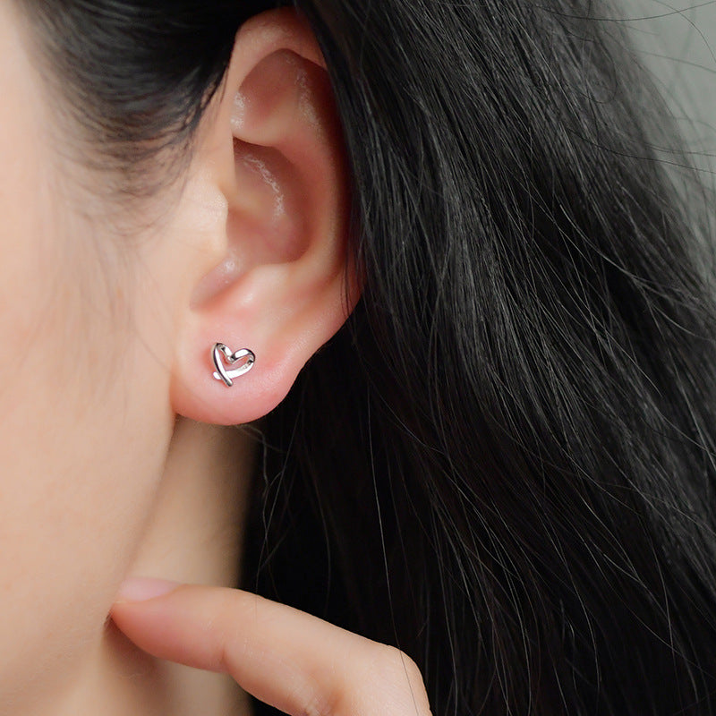 925 sterling silver heart-shaped earrings - silvery