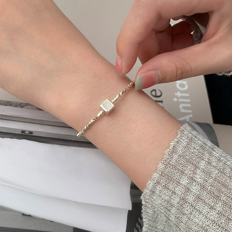 925 sterling silver square bracelet - silvery