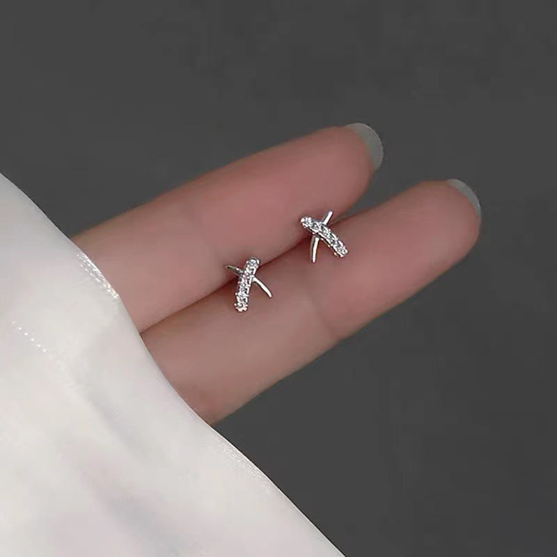 925 sterling silver X letter earrings - silvery