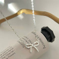 925 sterling silver bow pendant necklace - silvery