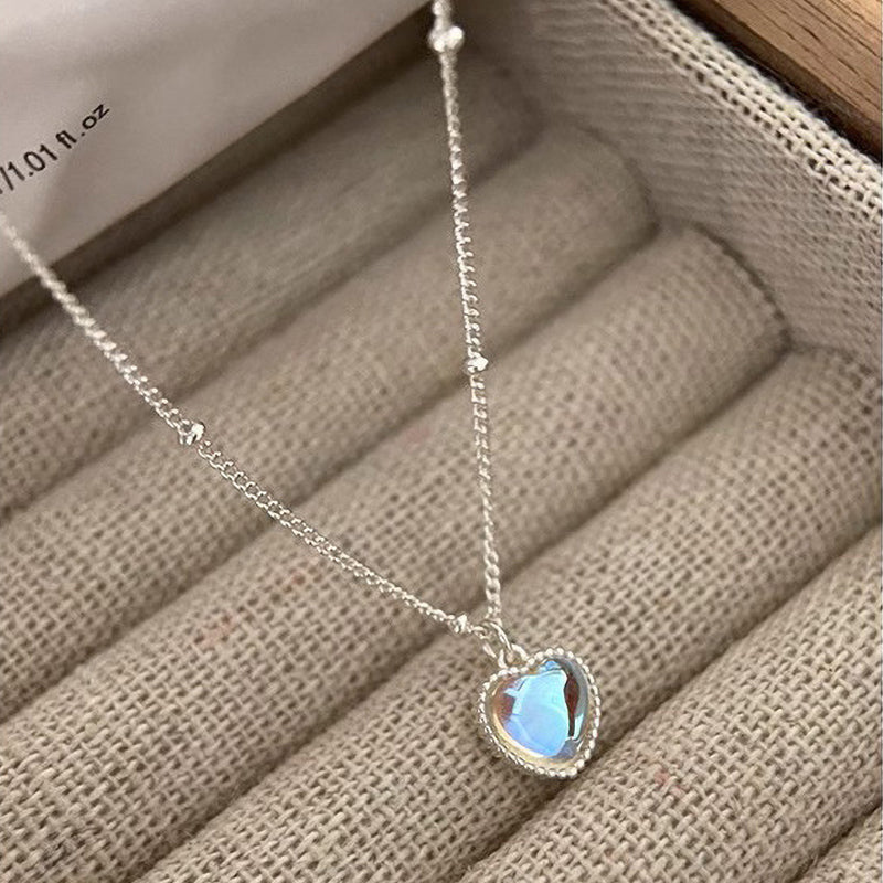 925 sterling silver heart pendant necklace - silvery