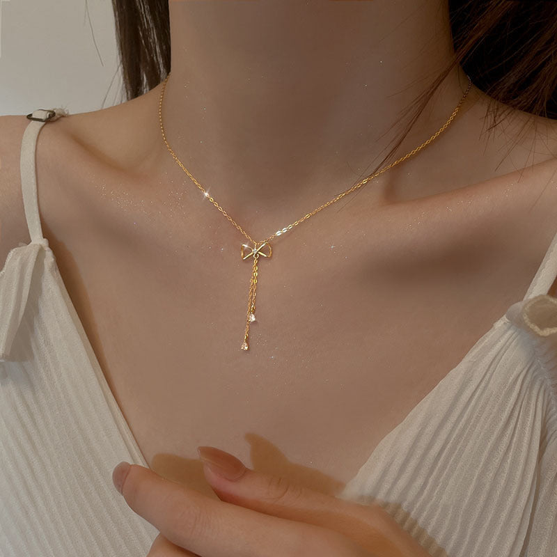 925 sterling silver bowknot necklace