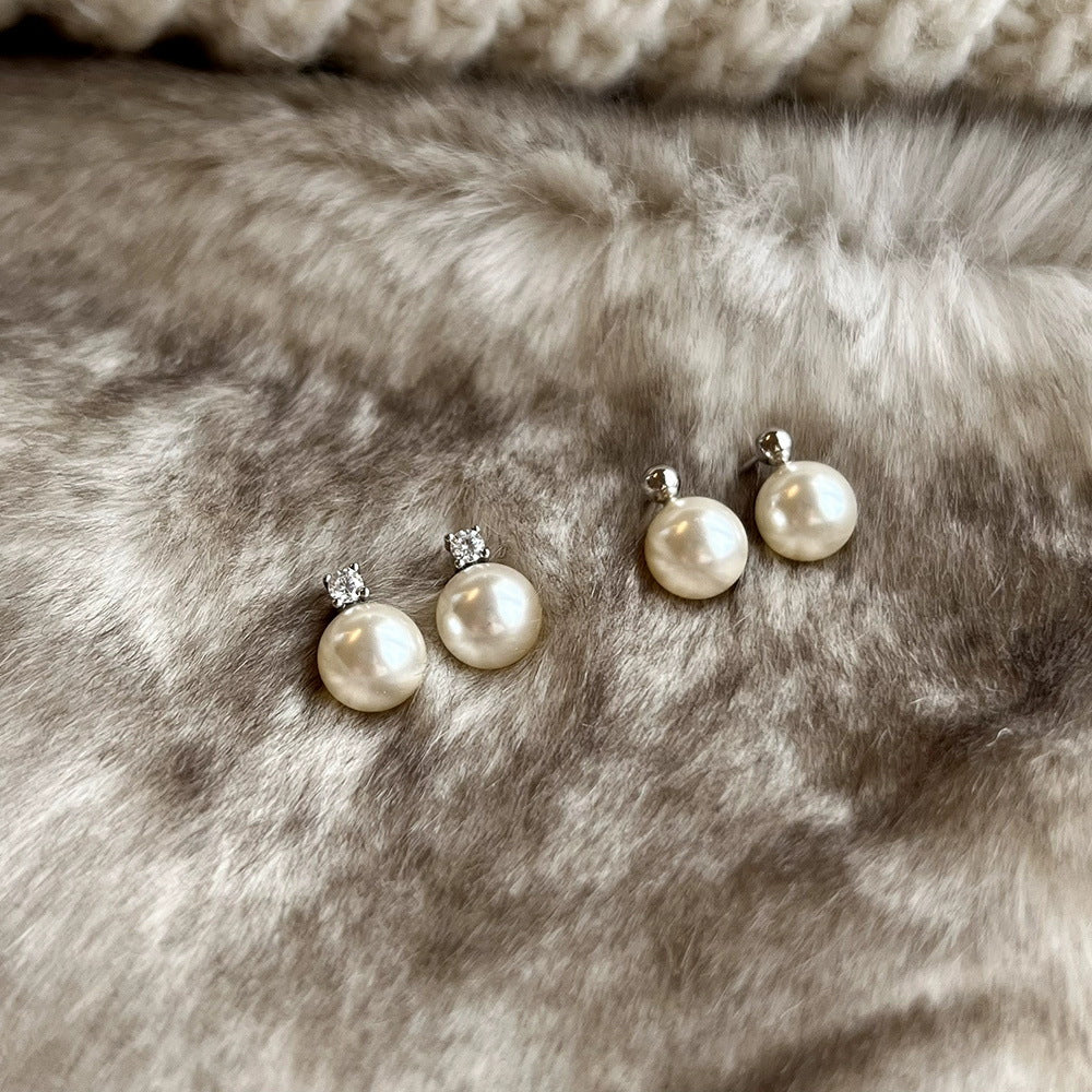 925 sterling silver pearl earrings - silvery
