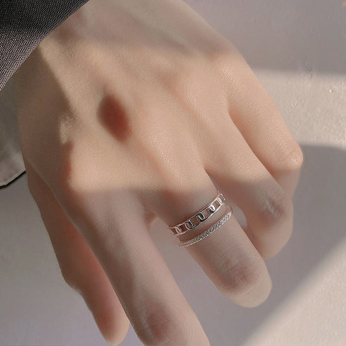 925 sterling silver double-layer open ring