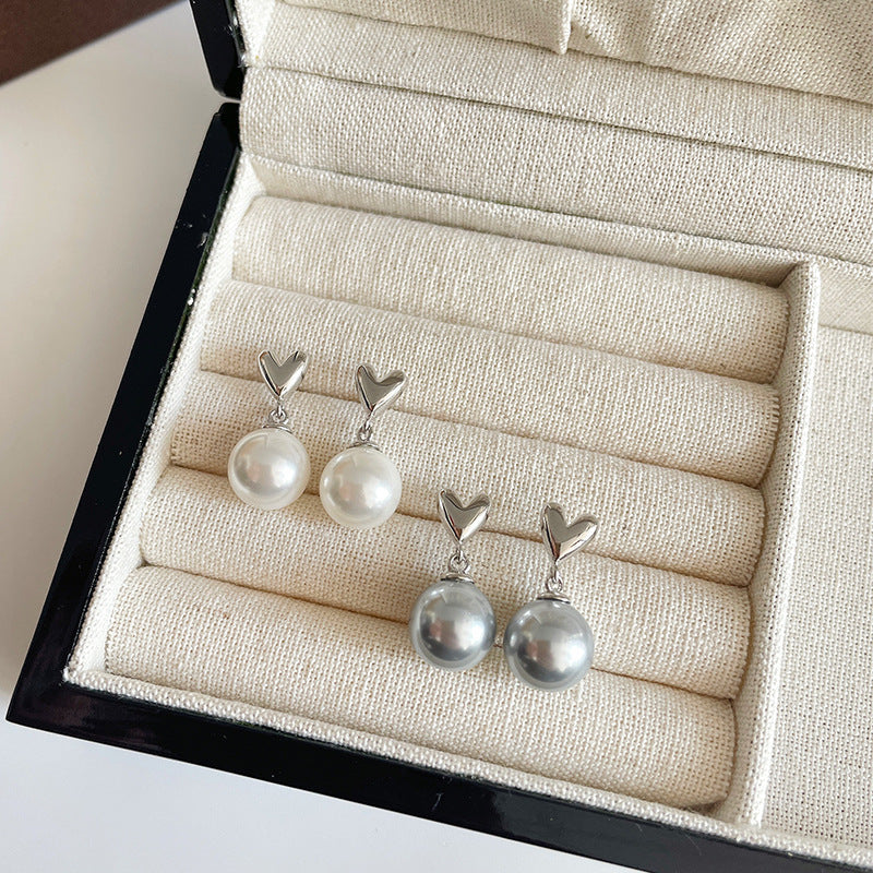 S925 sterling silver pearl earrings - silver