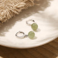 S925 Sterling Silver Hotan Jade Pendant Earrings - Silvery