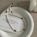 925 silver pearl necklace - silver