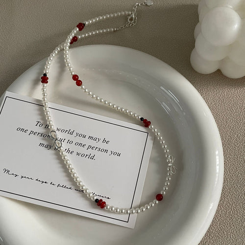 925 silver pearl necklace - silver