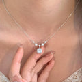 925 sterling silver square zirconia pendant necklace - silvery