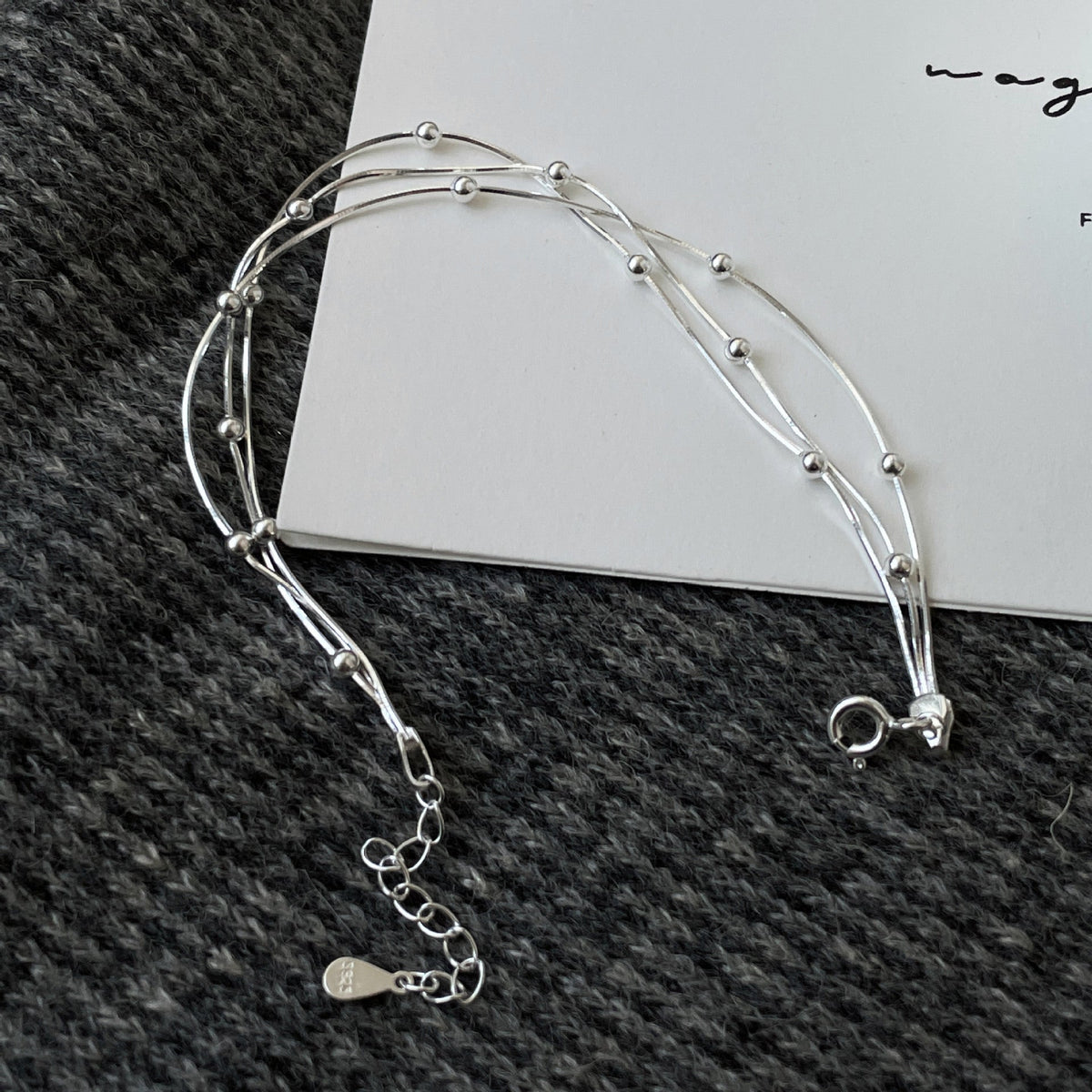925 sterling silver three-layer snake bone chain bracelet - silvery