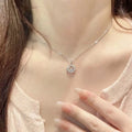 925 sterling silver sparkling zirconium pendant necklace - silvery