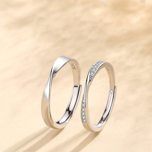 925 sterling silver couple's ring - silvery