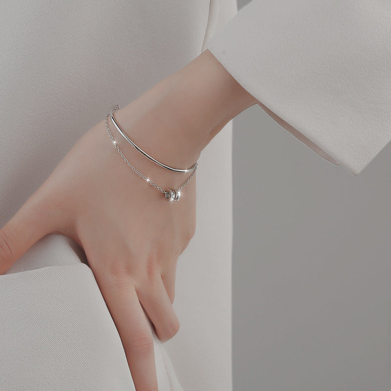 S925 sterling silver double-layer design bracelet