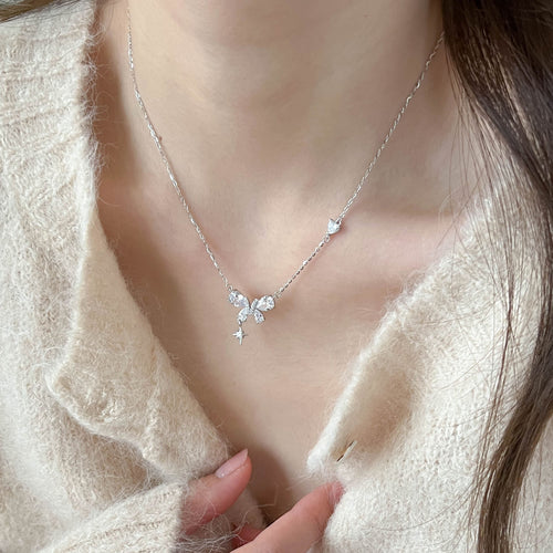 925 sterling silver butterfly shaped pendant necklace