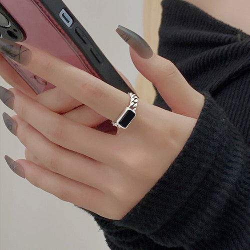 925 sterling silver black agate ring