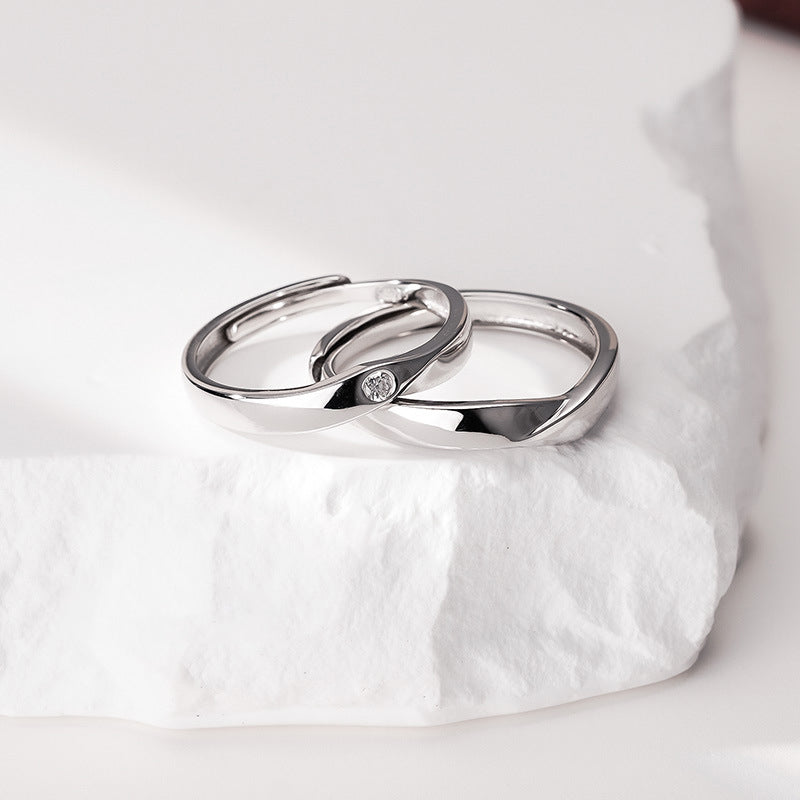 925 sterling silver couple ring - silvery