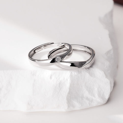 925 sterling silver couple ring - silvery