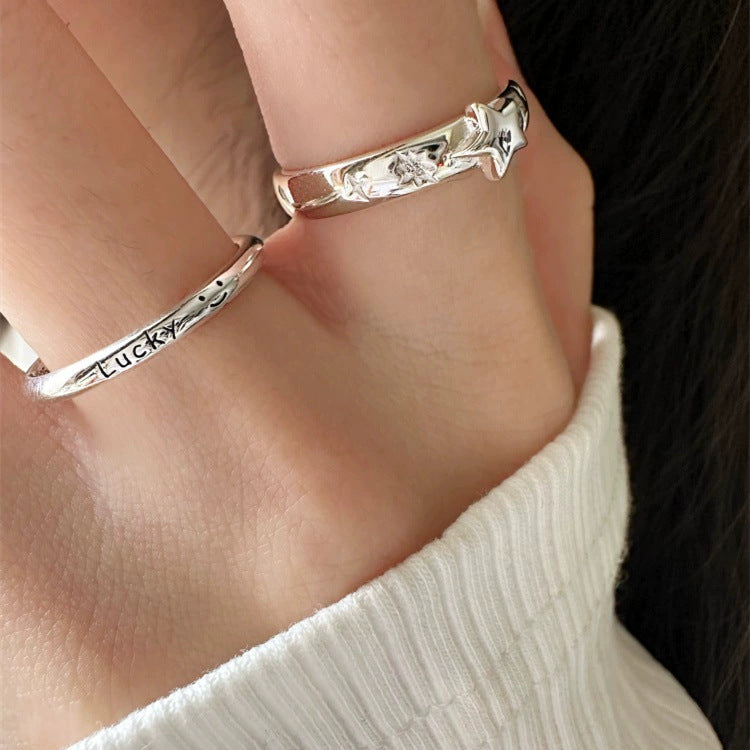 925 sterling silver LUCKY letter ring - silvery