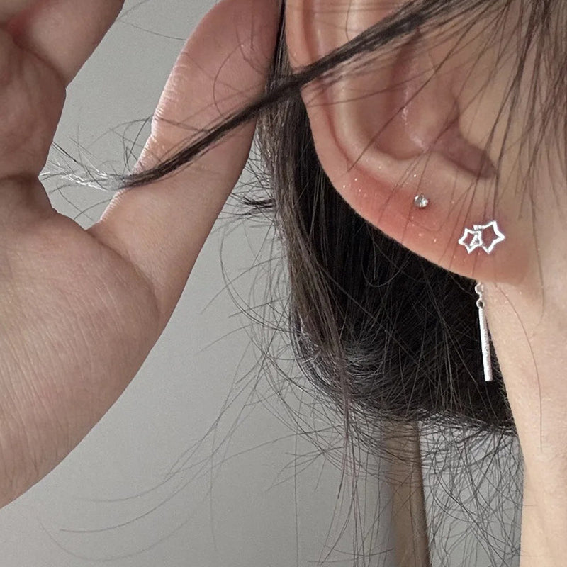 999 Silver Star Tassel Earline - Silvery