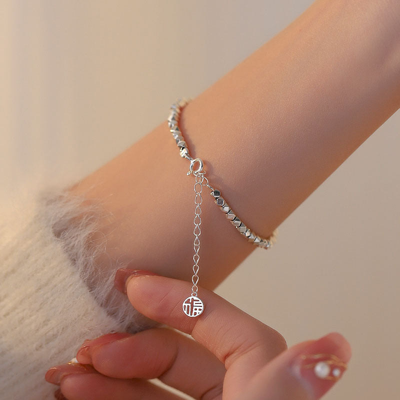 925 sterling silver broken silver bracelet - silvery