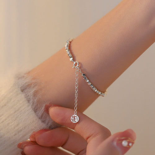 925 sterling silver broken silver bracelet - silvery
