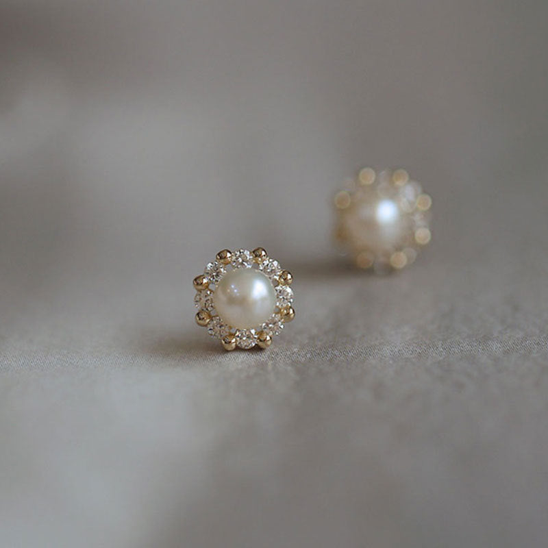 S925 pure silver freshwater pearl earrings