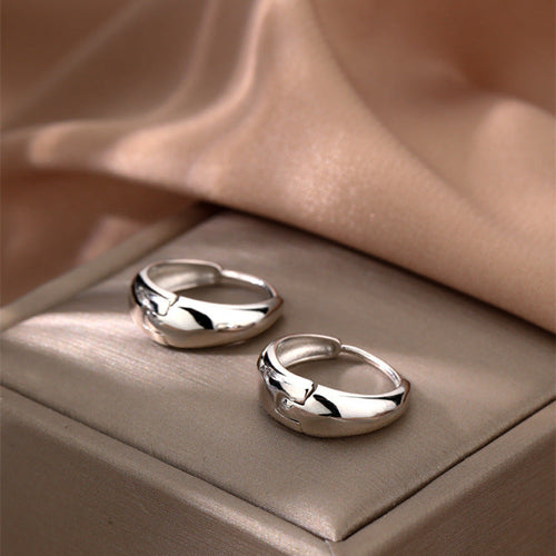 925 sterling silver circle ear buckle - silvery