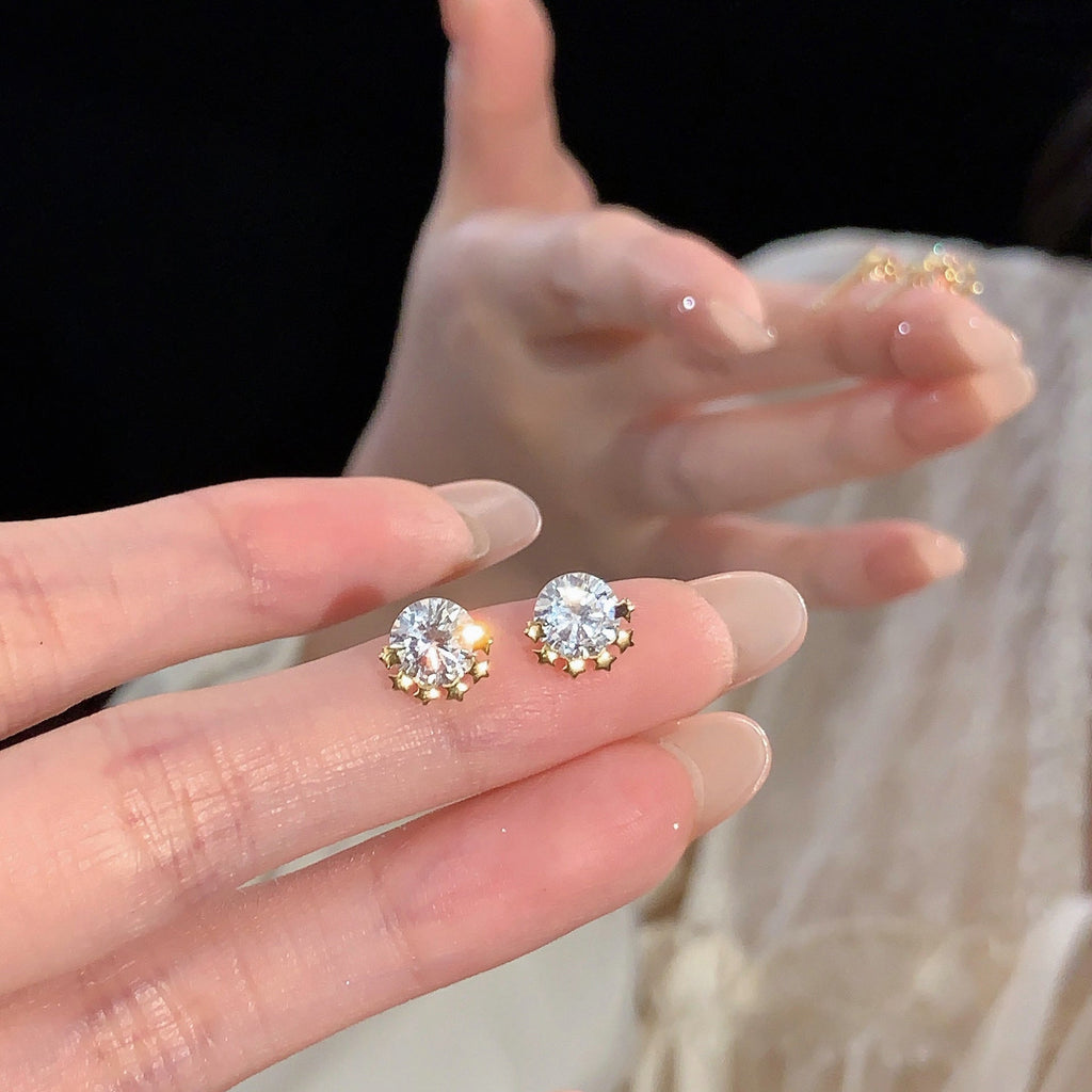 S925 sterling silver shiny zircon earrings